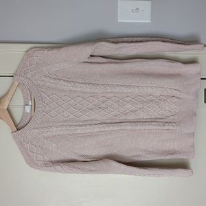 Gap, Heathered Light Pink Cable Knit Sweater, Size M